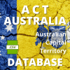 Text overlay on a cracked background with the flag of the Australian Capital Territory. The text reads "A C T Australia Australian Capital Territory Residential Directory Database," accompanied by a green icon labeled ".CSV".