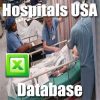 Three medical professionals are attending to a patient in a hospital bed. The text "Hospital Database USA" is overlaid on the image, along with an icon resembling Microsoft Excel.