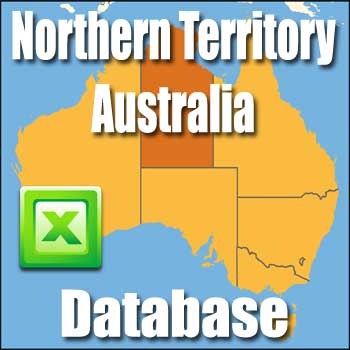 A map of Australia is displayed, featuring the Northern Territory highlighted in orange. The phrase "Northern Territory (NT) Business Directory, Australia" is overlaid in white text. At the bottom, "Business Directory" is written alongside a green Excel icon to the left.