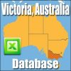Map of Australia with the state of Victoria highlighted in brown. The text "Victoria (VIC) Business Directory, Australia" is written above and below the map. An icon resembling the logo for a spreadsheet application is included on the left side of the image.